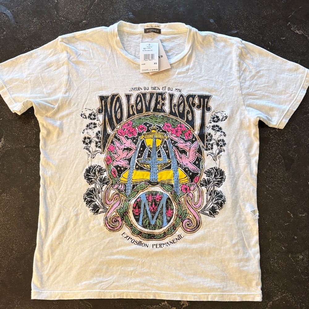MOTHER The Rowdy Tee “No Love Lost” Graphic Tee – Size XS – NWT – Damaged